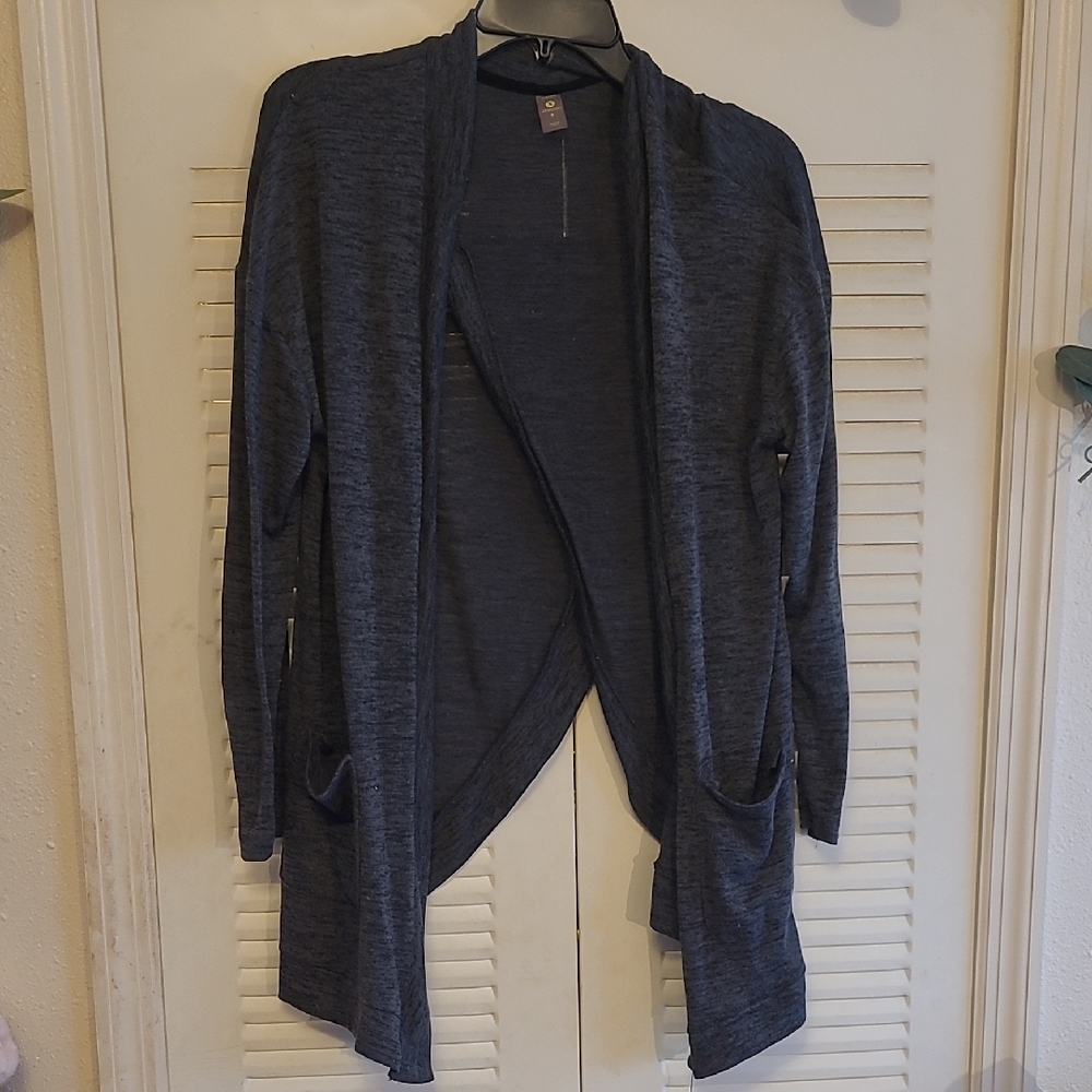Xersion Women's Dark Gray "AFTER WORKOUT" Athliesure Open Cardigan.